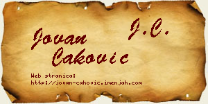 Jovan Caković vizit kartica
